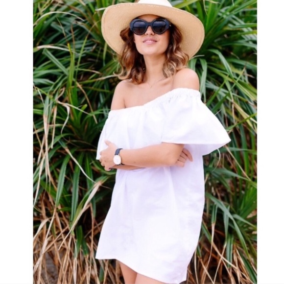 NWT J. Crew White Linen Off the Shoulder Dress XS - Picture 3 of 8